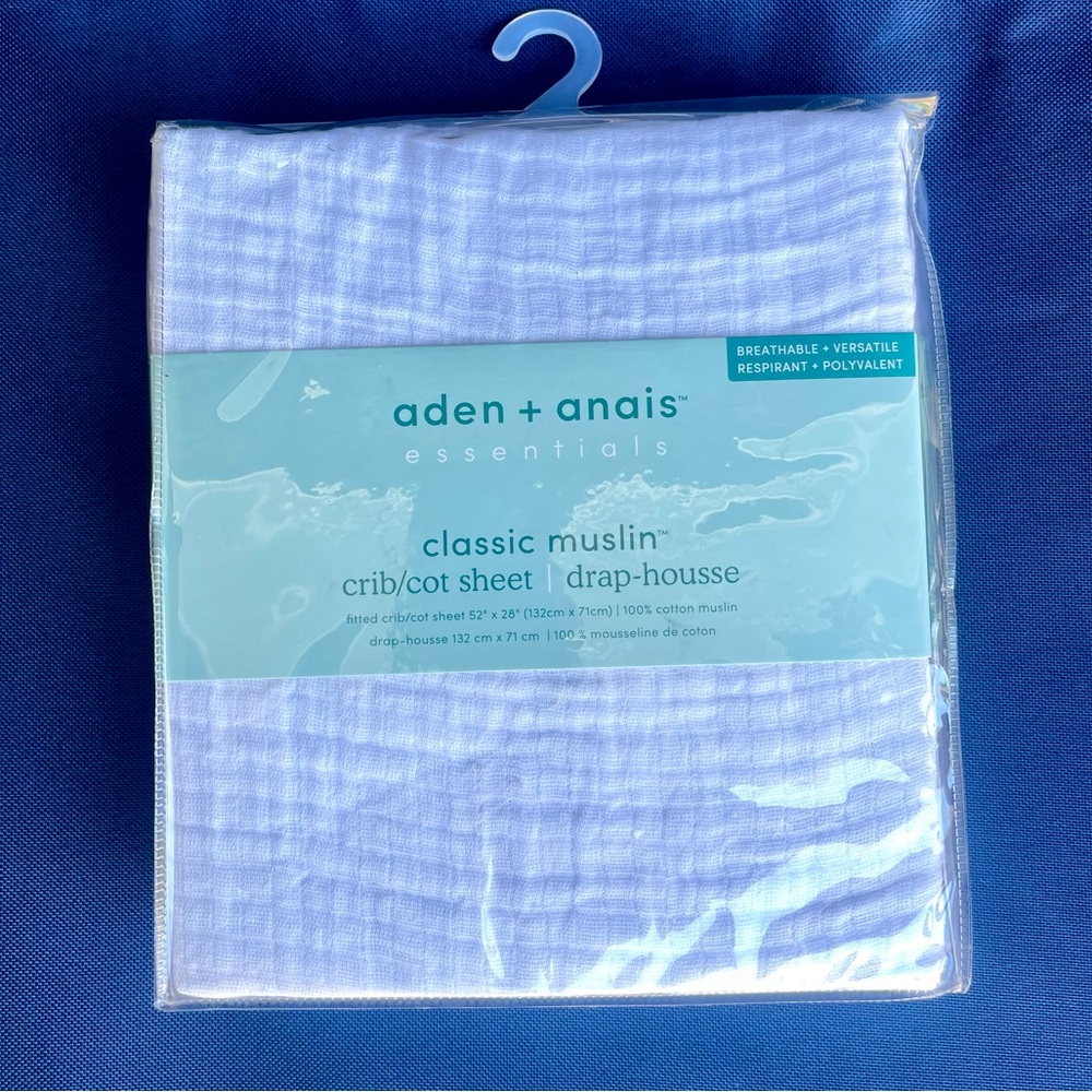 NEW Aden + Anais Classic Muslin Crib Sheet in White - 100% Cotton